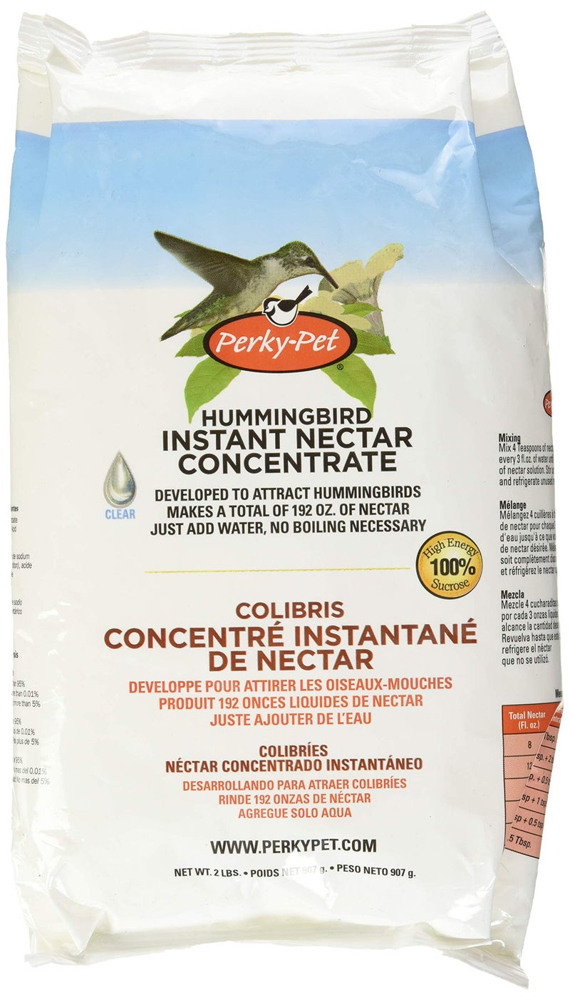 Perky-Pet Hummingbird Instant Nectar Powder Concentrate - 2 lb Bag - 244SFB - Makes 192 oz of Clear Humming bird Liquid Food Nectar - 100% Sucrose - Image 1